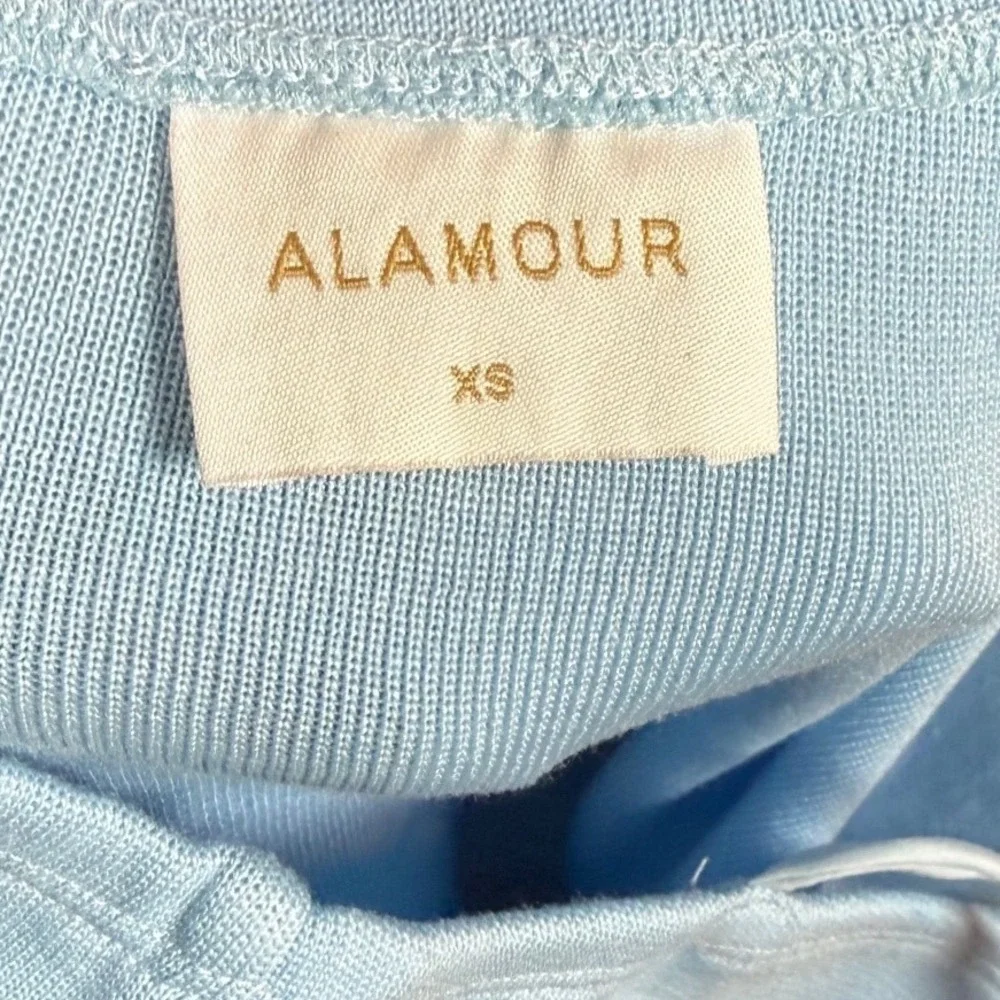 ALAMOUR The Label Kendall Romper, Ribbed, Cross back Straps, Baby Blue, Size XS - Picture 6 of 8
